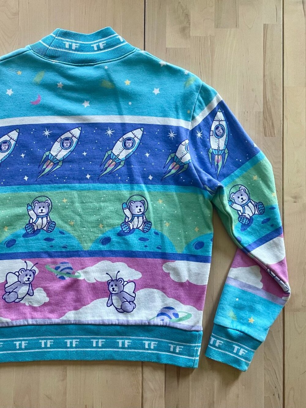 Teddy Fresh Women's Bears in Space Rocket Ship Middle Finger Sweater size XS - Picture 7 of 9